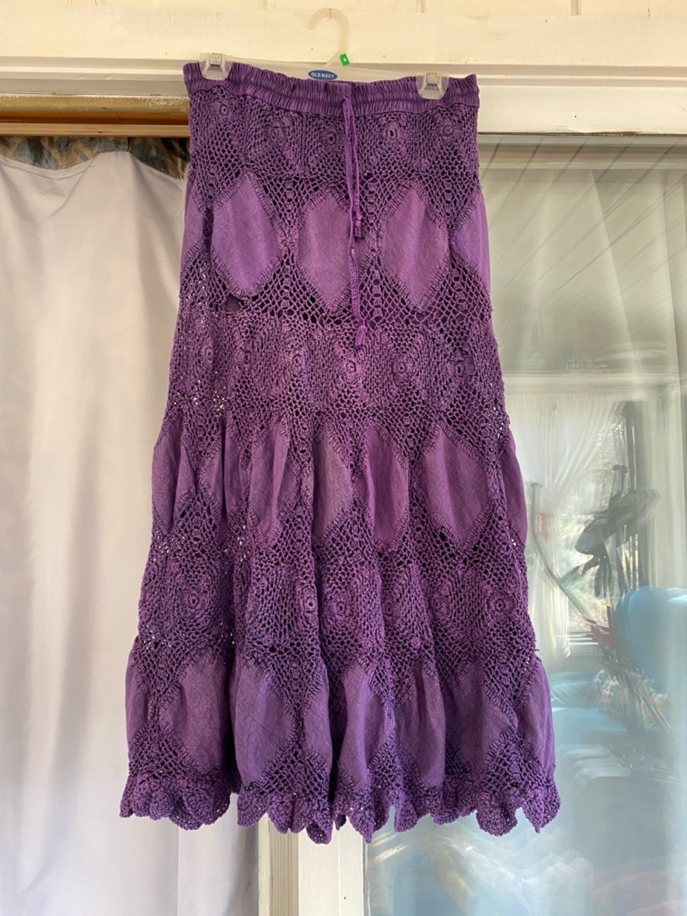 Purple Crochet Tiered Maxi Skirt
